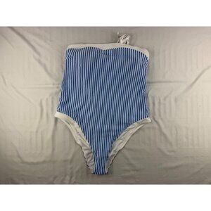 NWT Abercrombie & Fitch Blue and White Striped One Piece Swimsuit Size Large